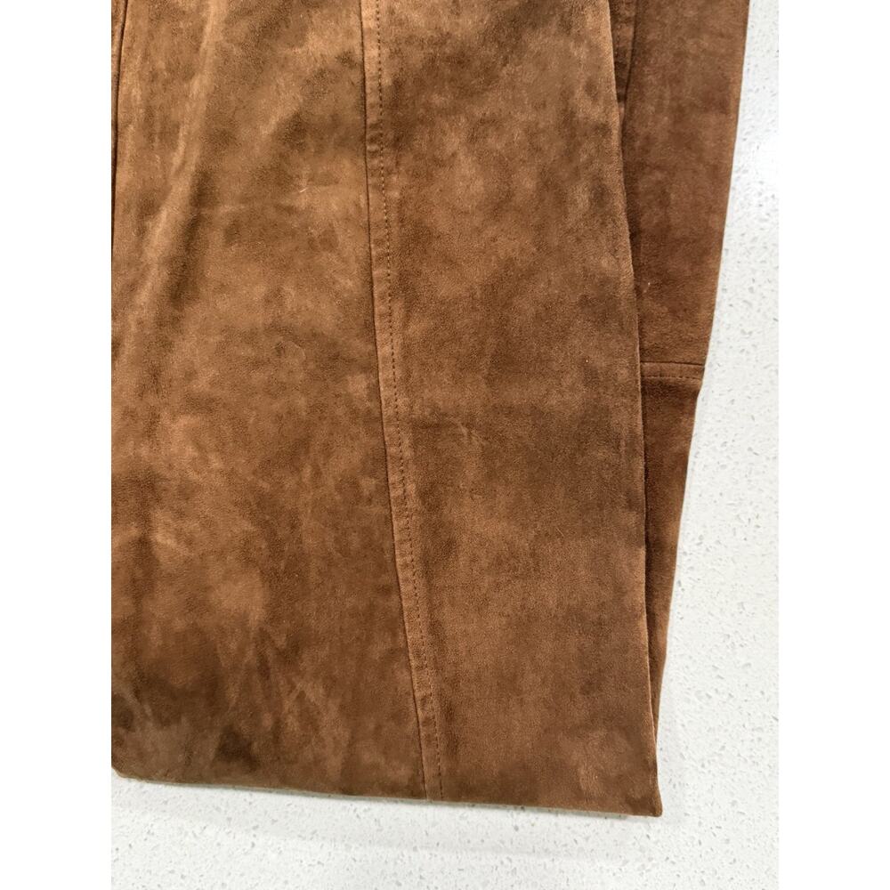 VTG Polo Ralph Lauren Lamb Suede Ankle Zip Pants Women’s Medium Brown Luxury - Picture 12 of 16